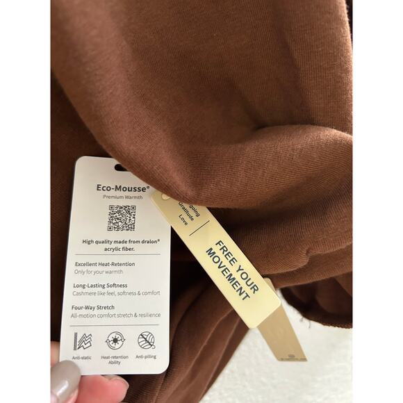 OGL Eco Mousse Turtleneck Long Sleeve Top in Chocolate Brown M NWT - Picture 4 of 4